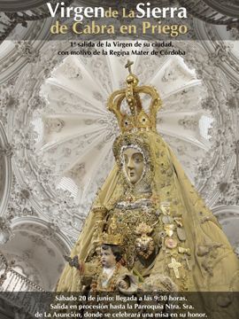 Cartel anunciador de la presencia de María Stma. de la Sierra en Priego. (Foto: Cedida)