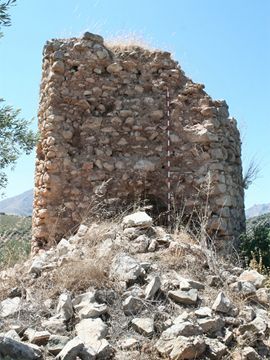 Estado del alzado noroeste de la torre del Espartal tras el derrumbe. (Foto: Cedida)