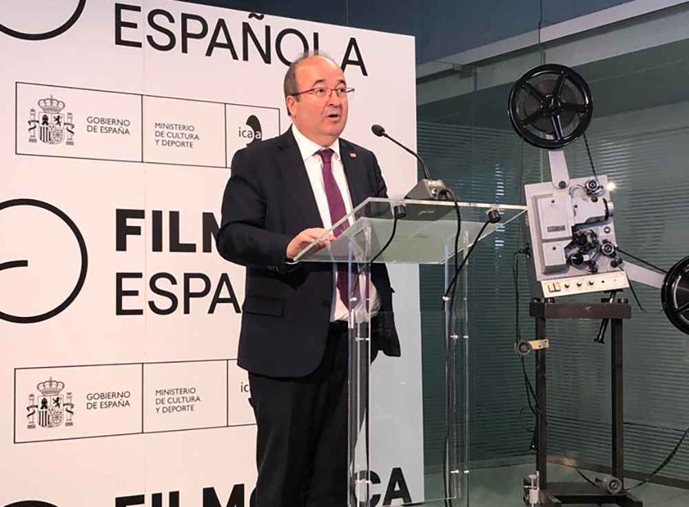 Miquel Iceta durante su intervención en la sede de la Filmoteca Española.