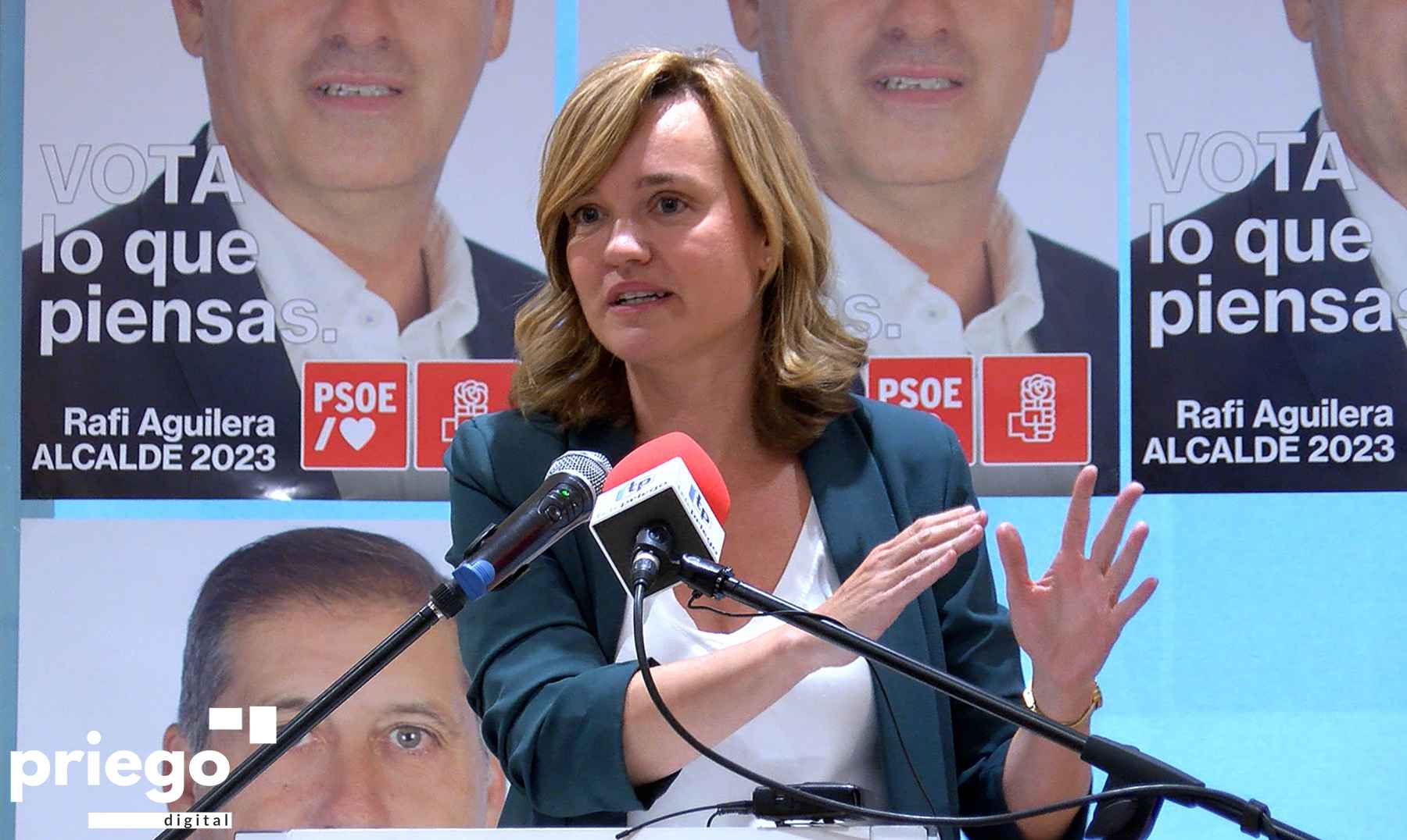 Pilar Alegría durante su intervención en Priego.