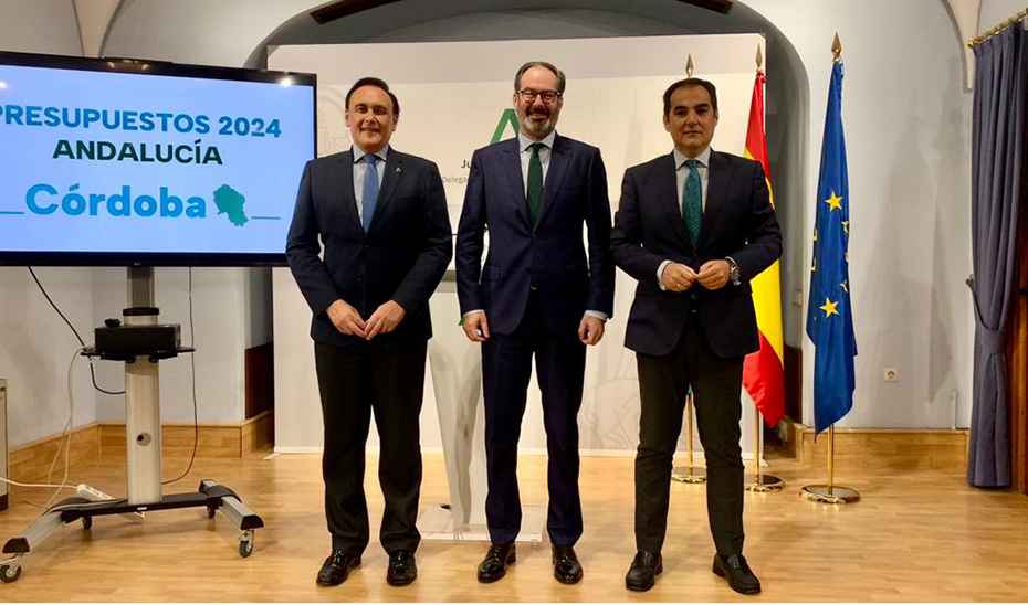 Gómez Villamandos, Molina y Nieto, hoy en la presentación de los presupuestos de 2024 para Córdoba.