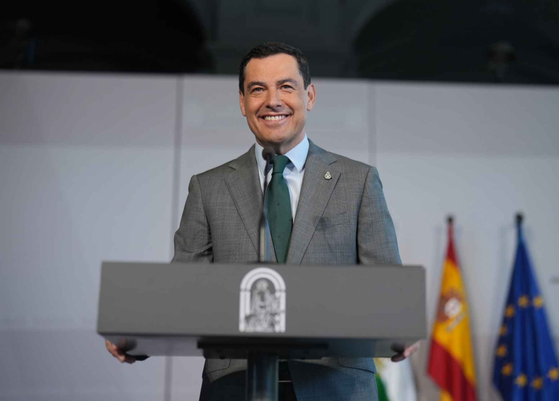 Moreno Bonilla, durante el anuncio hoy de la nueva composición del ejecutivo andaluz.