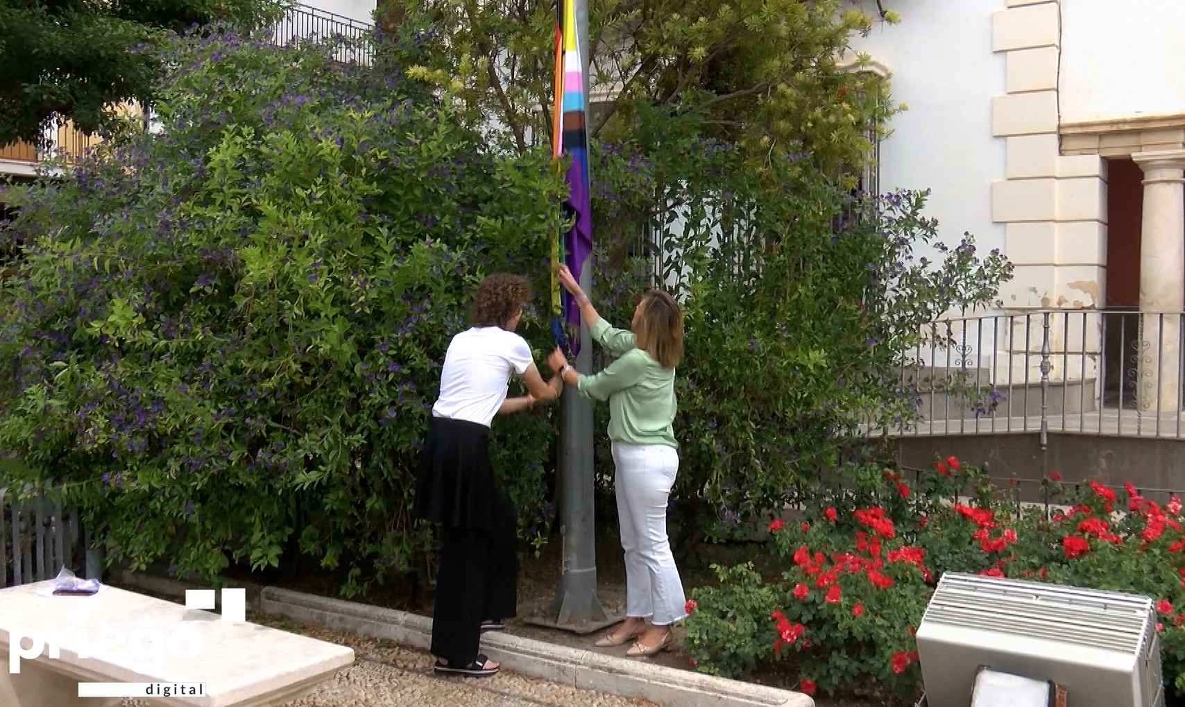 Izado de la bandera LGTBI+ el pasado año.