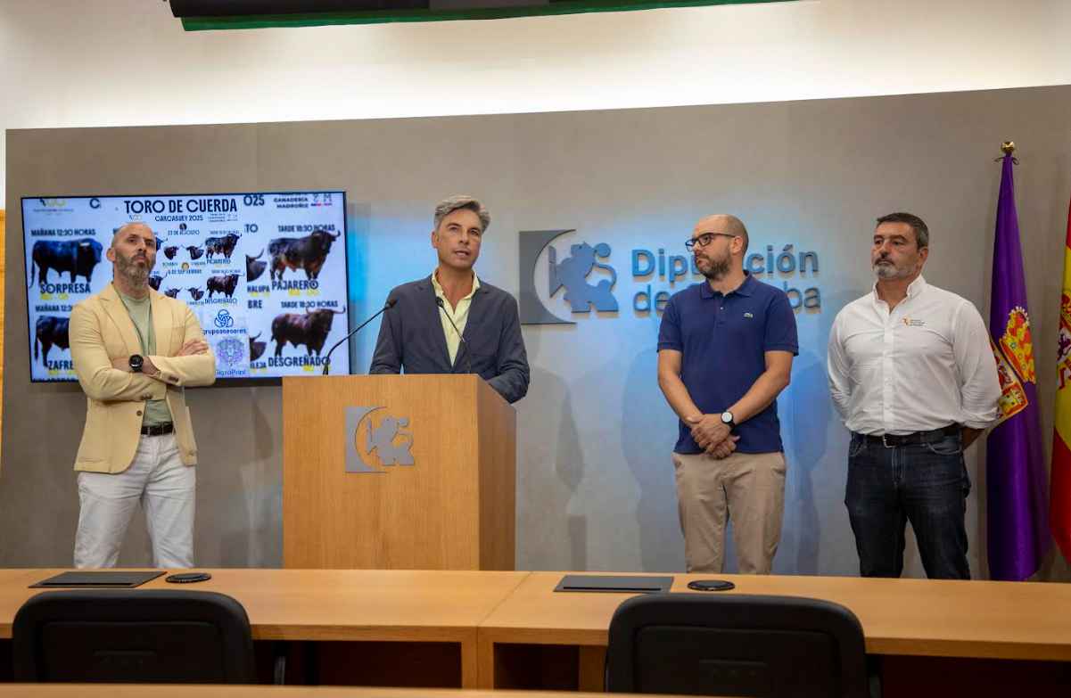 Lucena, Lorite, Sánchez y Luque durante la rueda de prensa celebrada hoy miércoles.