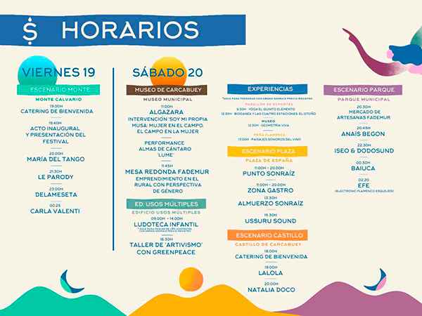 Horarios del festival.