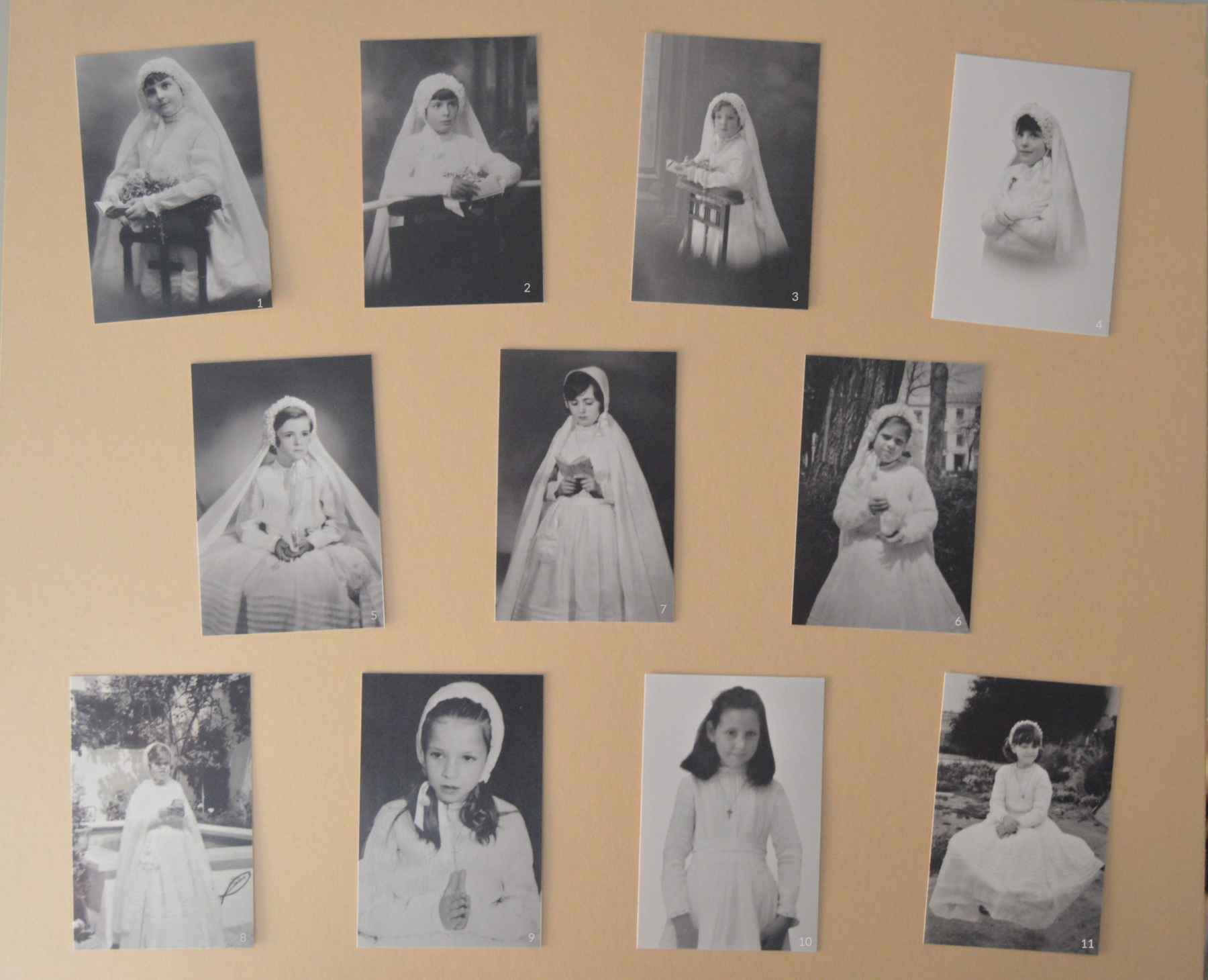 Imagen de las 11 niñas que han lucido el vestido de comunión