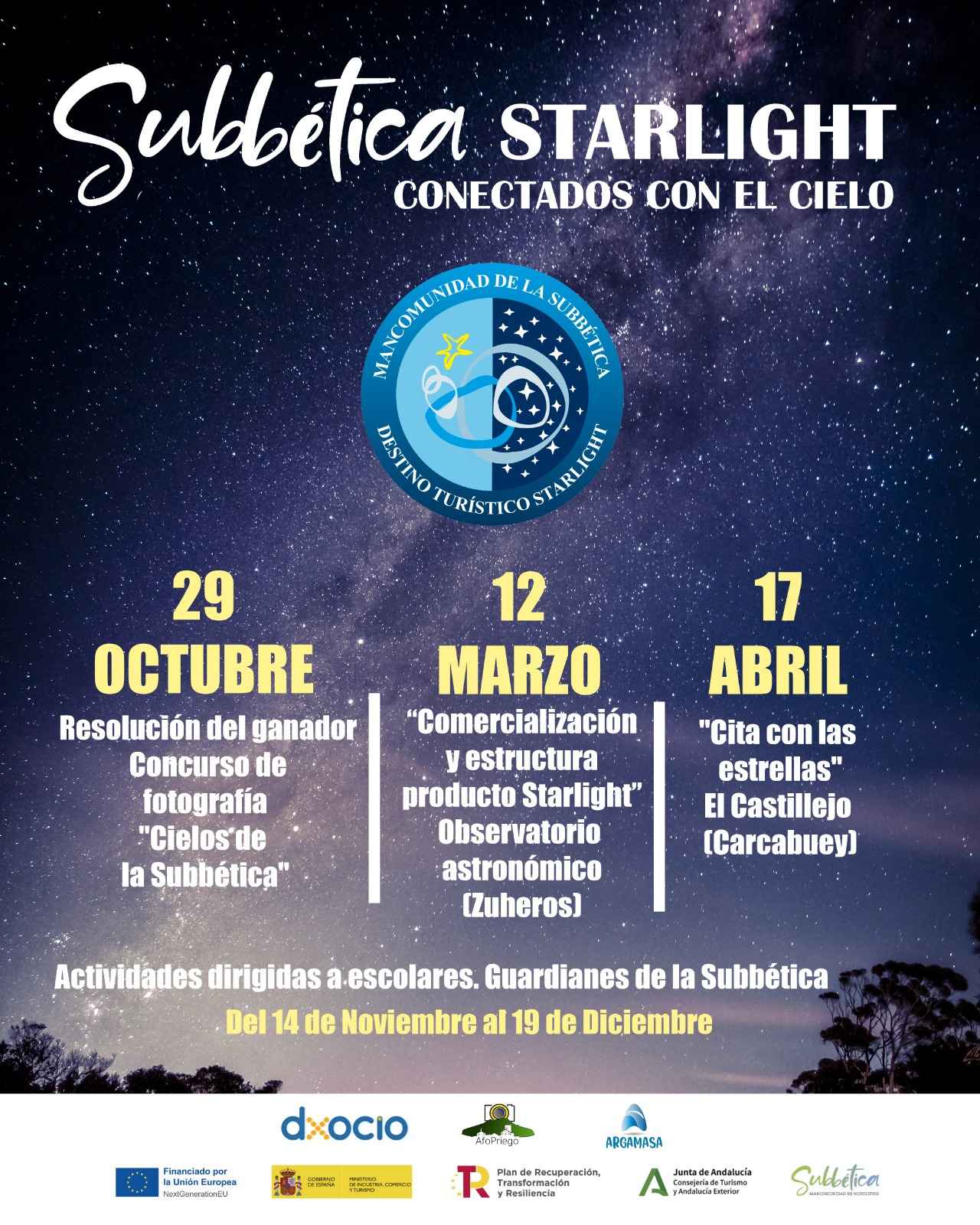 Cartel de las iniciativas de astroturismo.