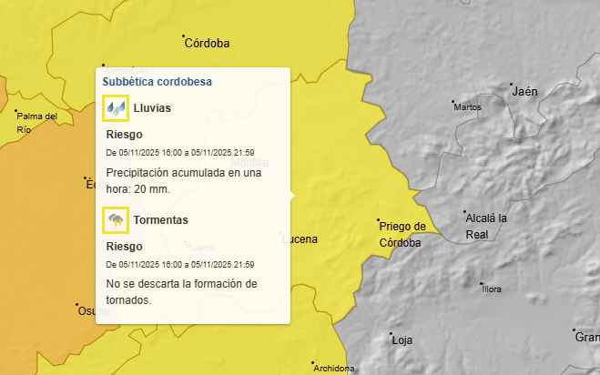 Aviso en la página de la AEMET.