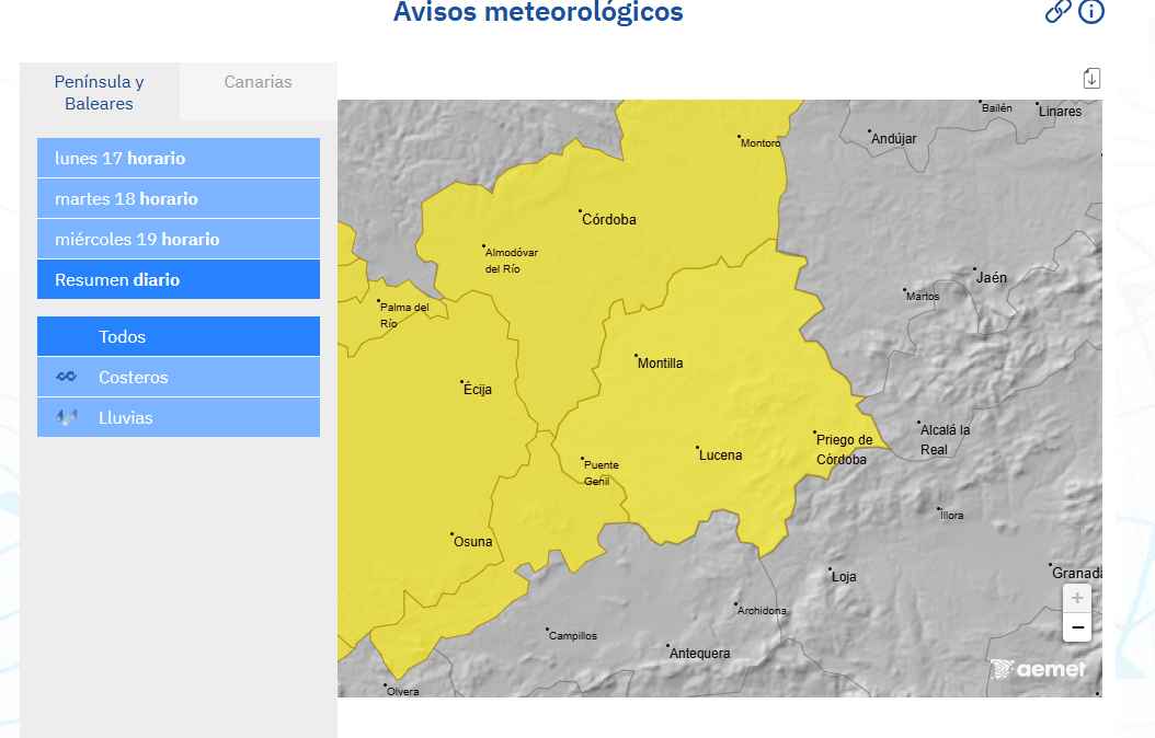 Imagen de la web de AEMET.