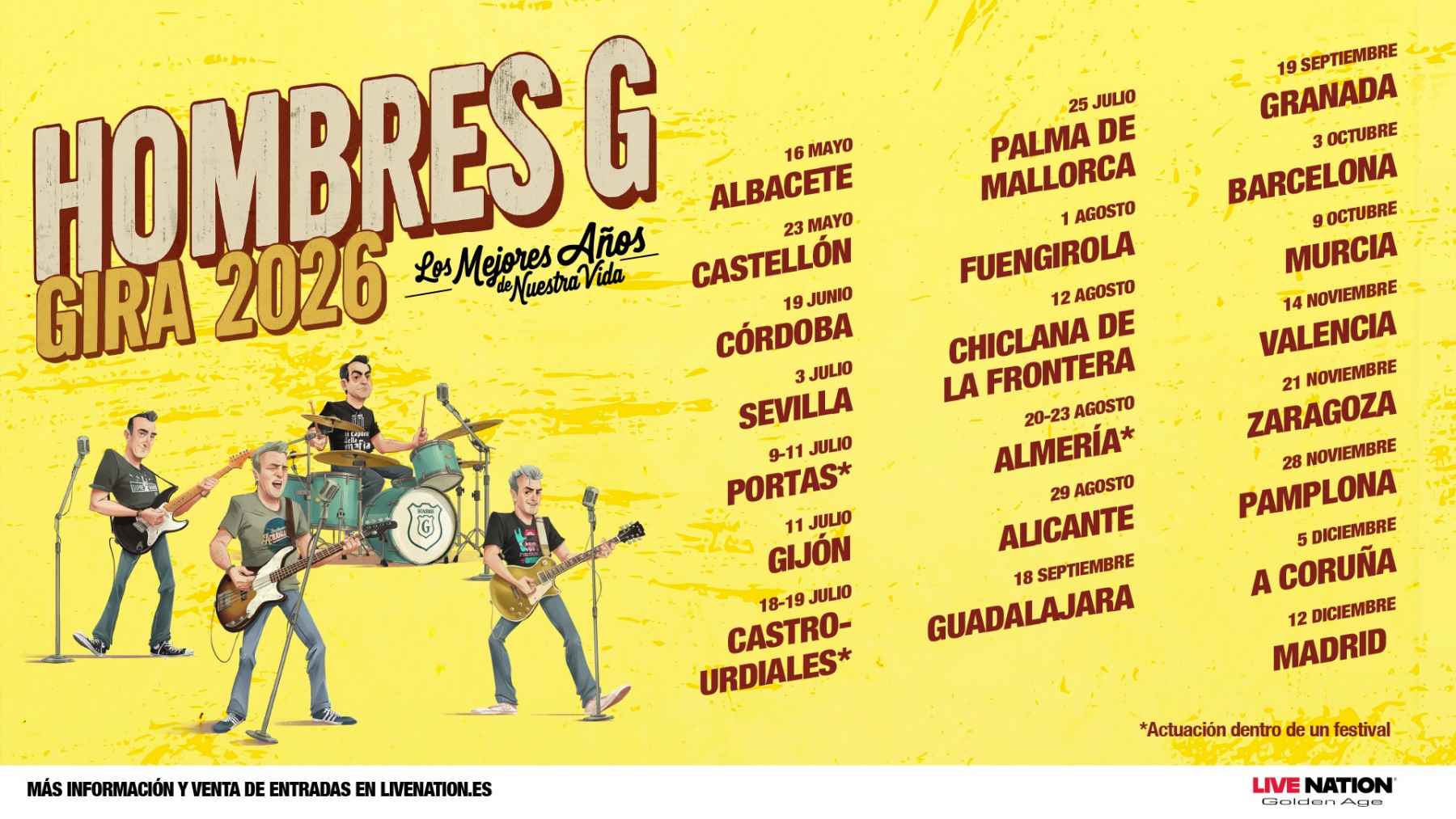 Cartel promocional de la gira de Hombres G.