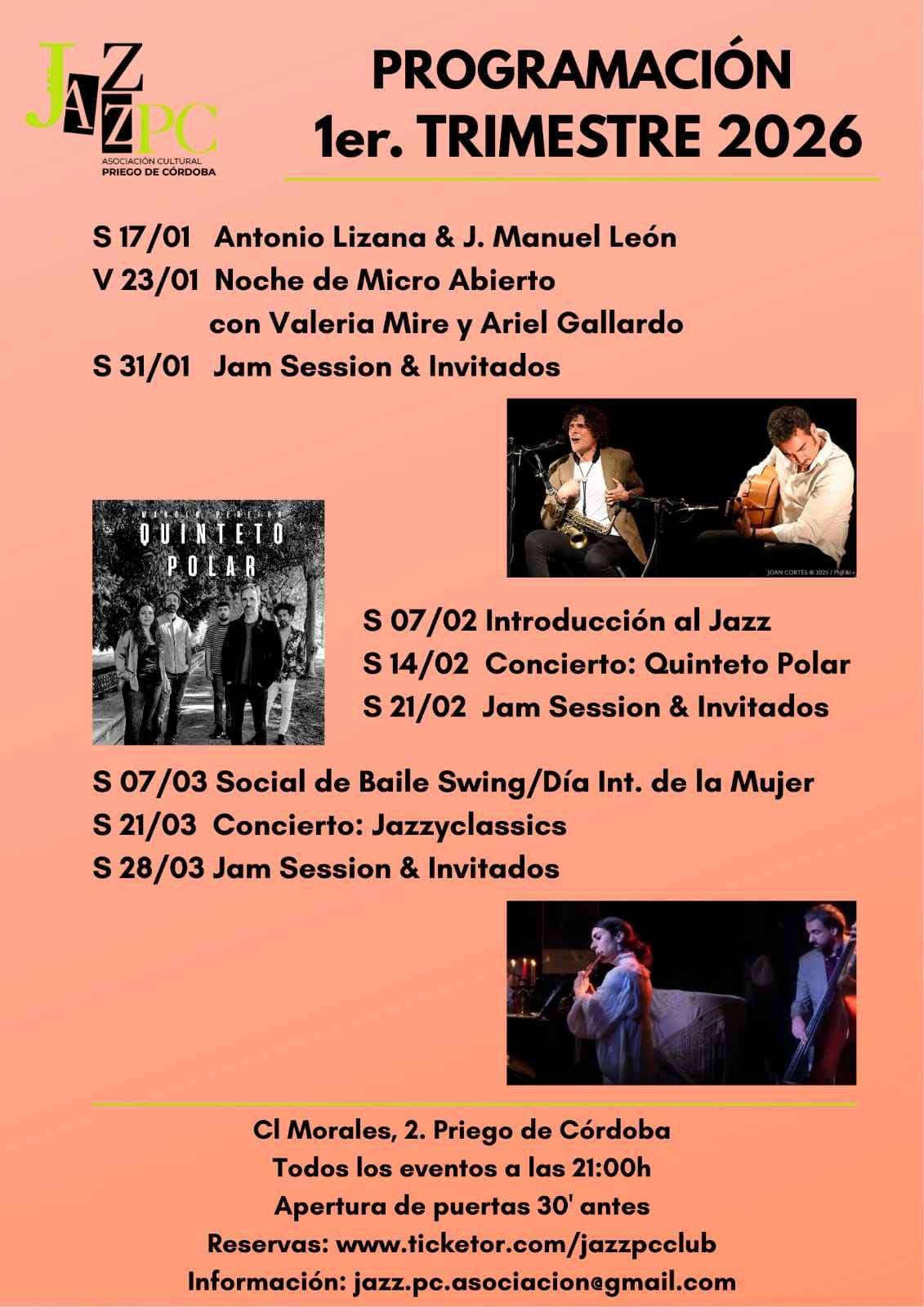 Cartel de las actividades del Jazz PC Club.