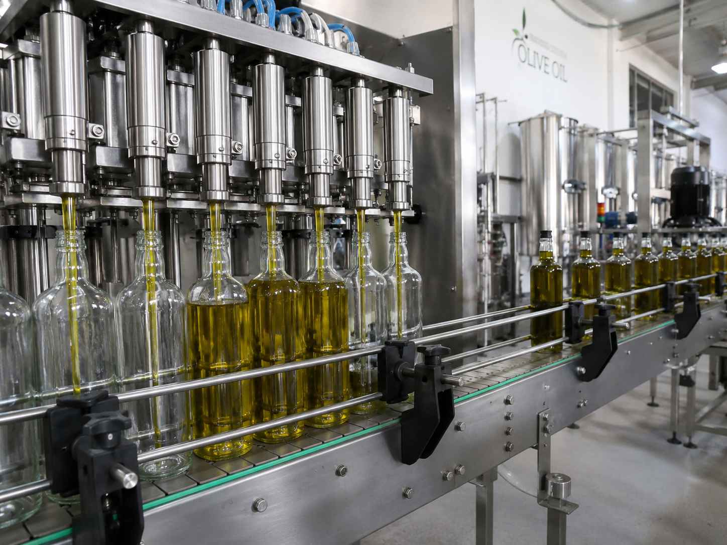 Proceso de envasado de AOVE en una almazara.