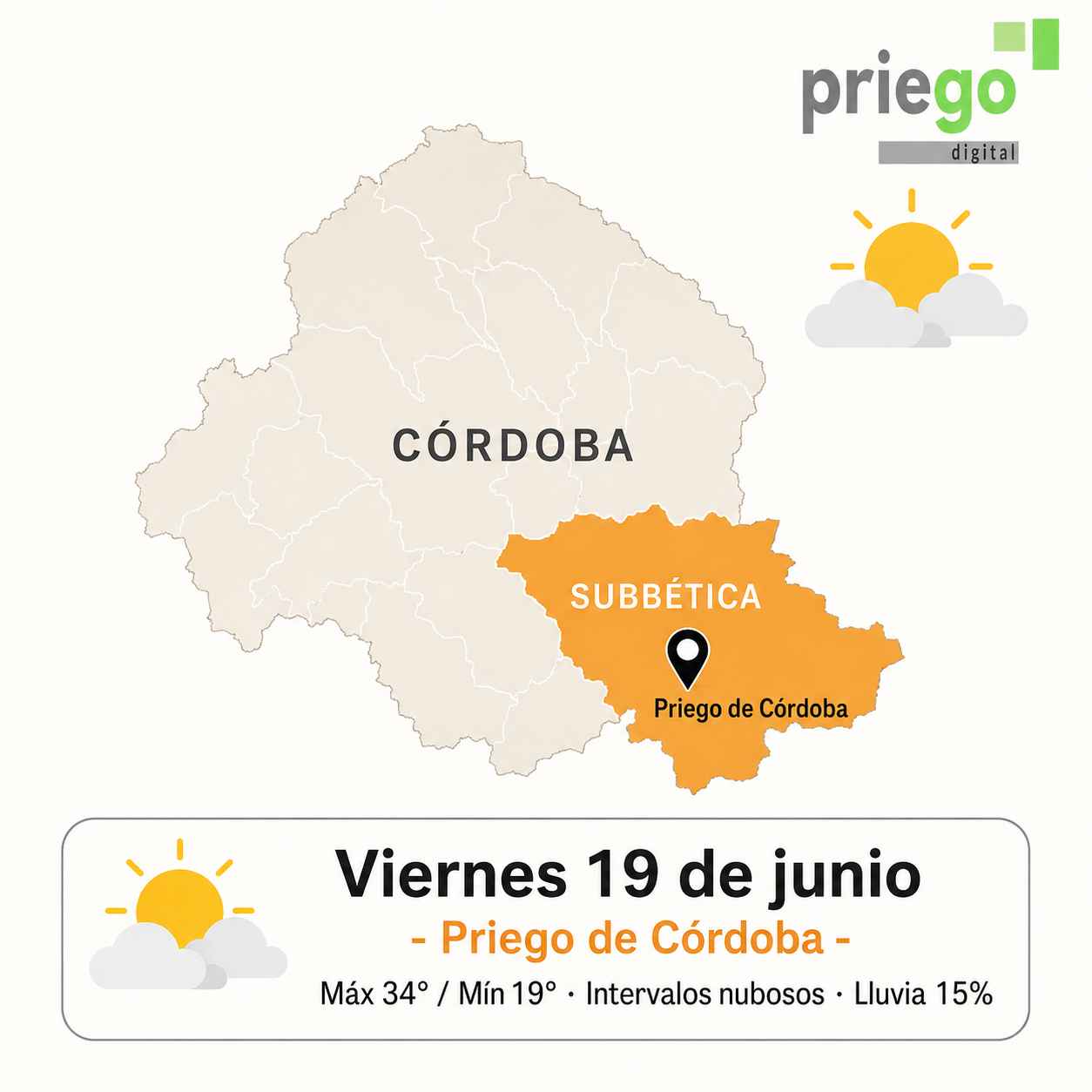 Previsión de AEMET para Priego de Córdoba.