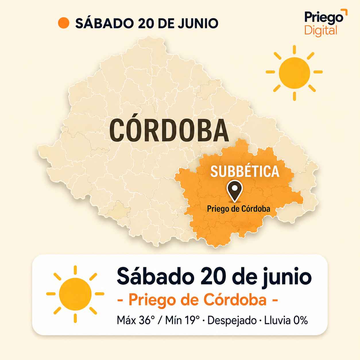 Previsión de AEMET para Priego de Córdoba.