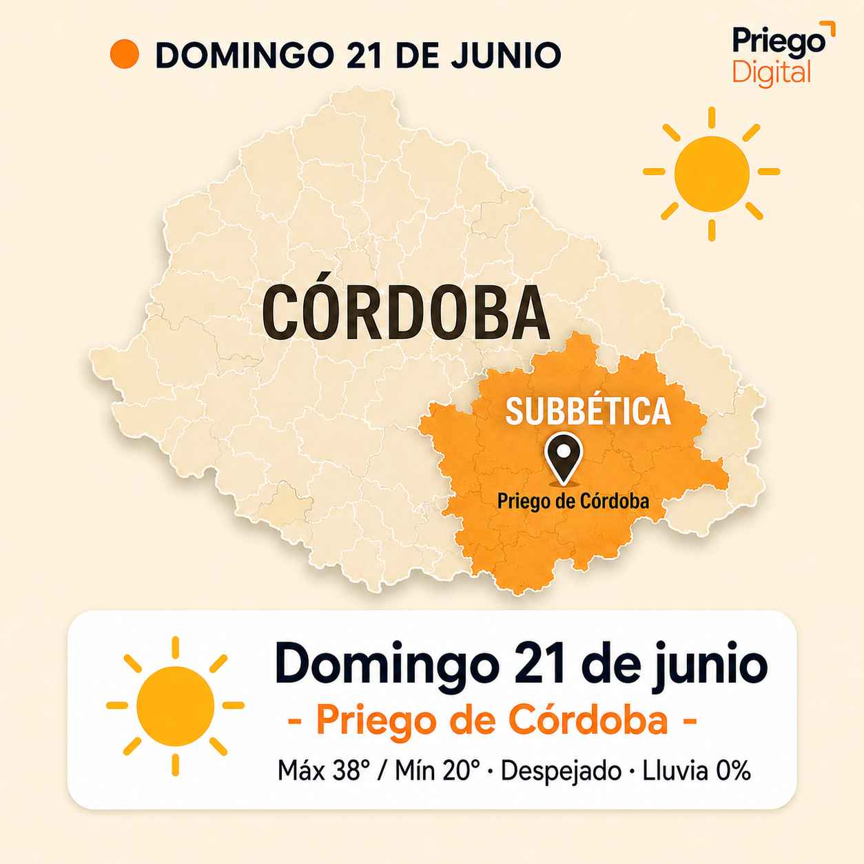 Previsión de AEMET para Priego de Córdoba.
