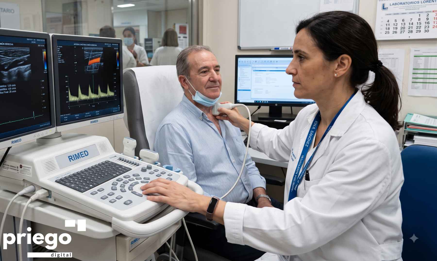 Permite realizar en un mismo acto la valoración clínica y el estudio de las arterias del cuello y del cerebro.