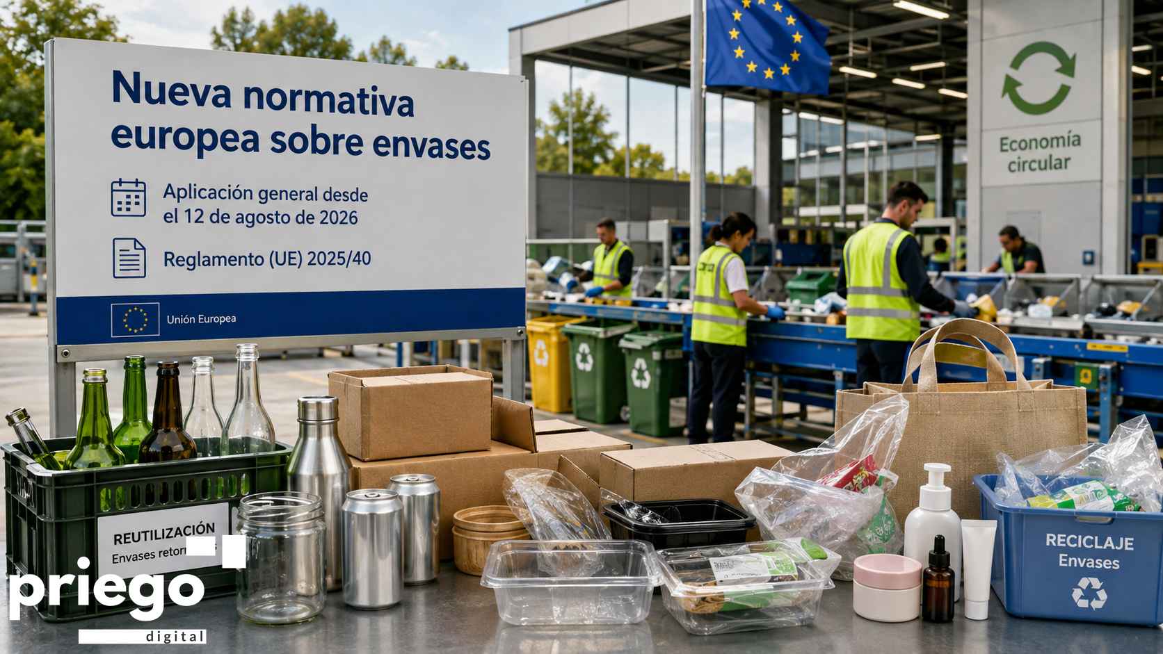 Europa cambia las reglas de los envases: menos residuos, más reciclaje y obligaciones escalonadas hasta 2040.