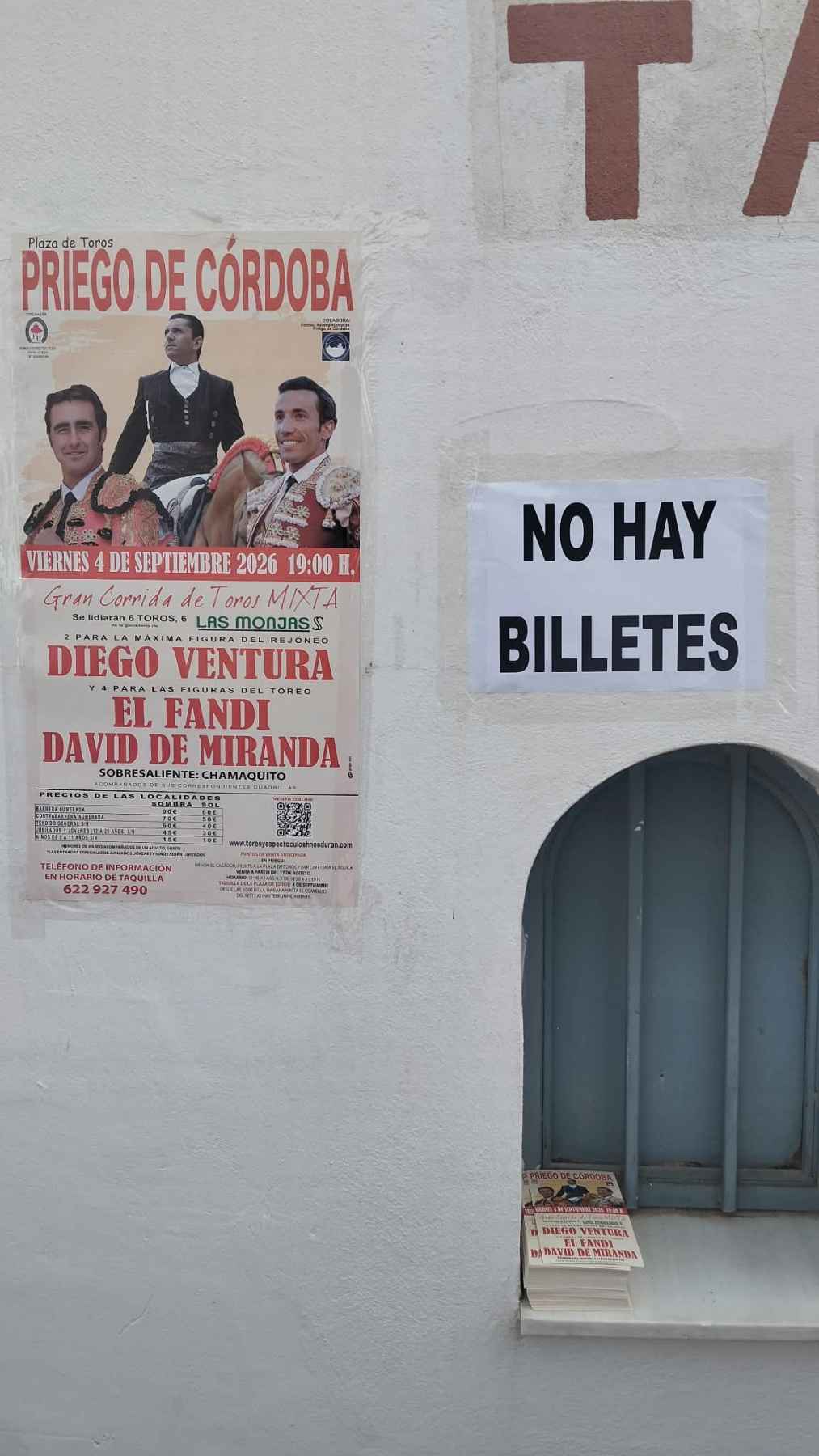 Taquilla de la plaza.
