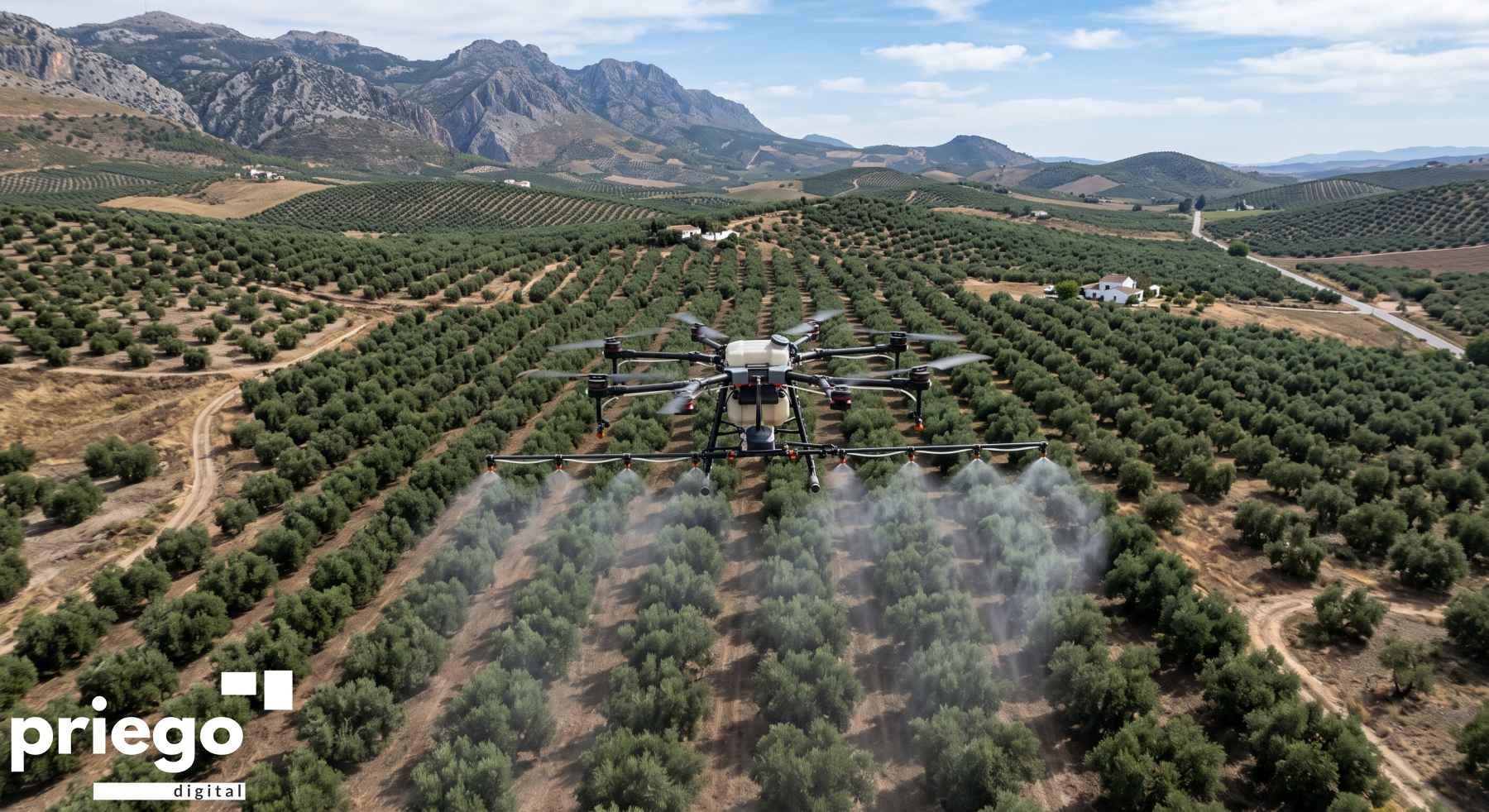 Recreación de fumigación con drones.