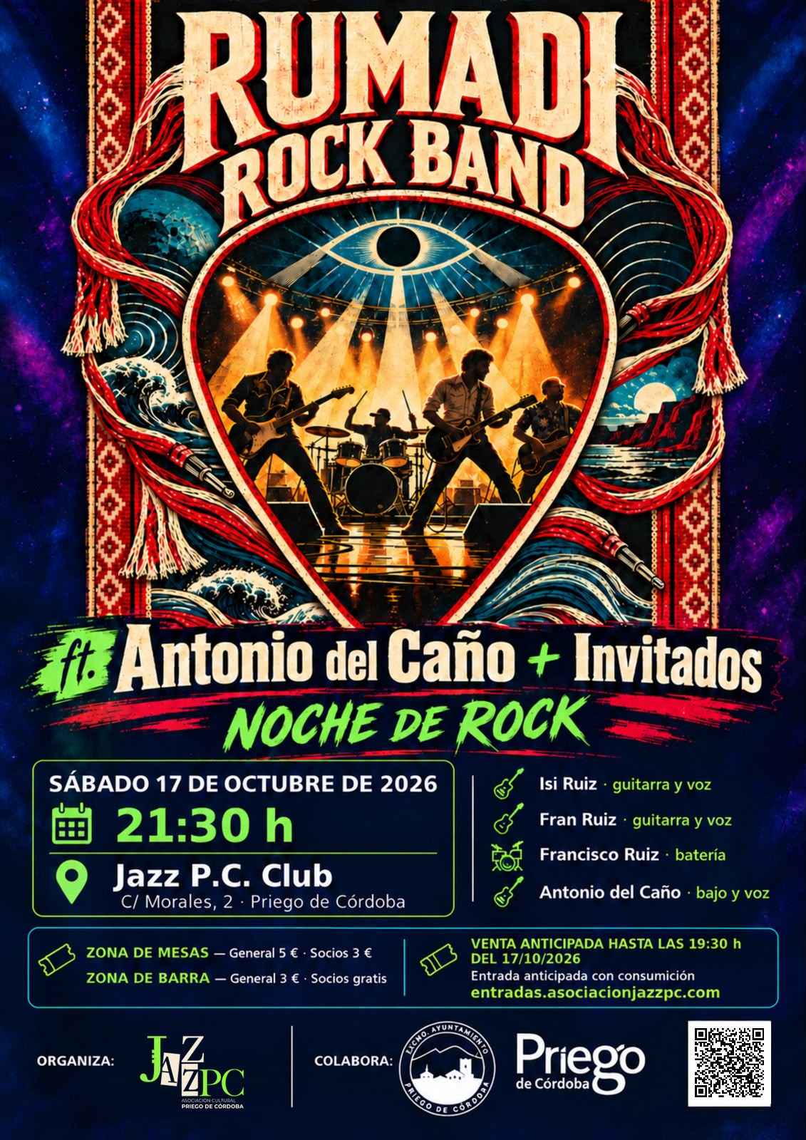 Cartel del concierto de Rumadi Rock Band en el Jazz PC Club.