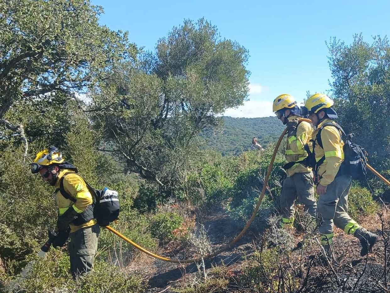 Imagen de archivo de bomberos forestales en tareas de extinción de un incendio.