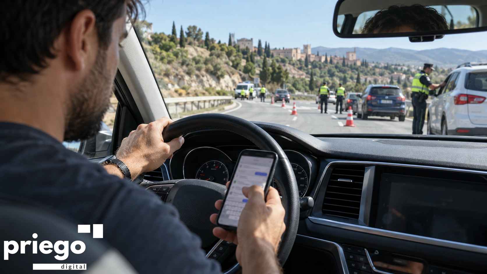 Control de tráfico en una carretera andaluza.