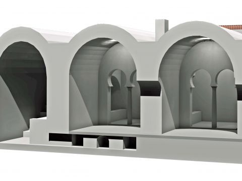 Recreación virtual del hammam (baños árabes) de la calle Santa Ana. (Foto: Cedida)