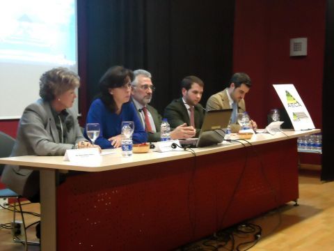 Gutiérrez, Ceballos, Fernández de Mesa, Priego y Jiménez abriendo la jornada informativa. (Foto: J. Moreno)