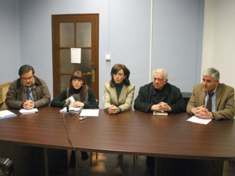 Bravo, Pacheco, Ceballos, Crespo y Yébenes durante la comparecencia ante los medios celebrada ayer. (Foto: R. Cobo)