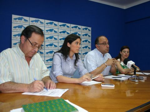 Forcada, Casanueva, Serrano y Pacheco durante la rueda de prensa. (Foto: R. Cobo)