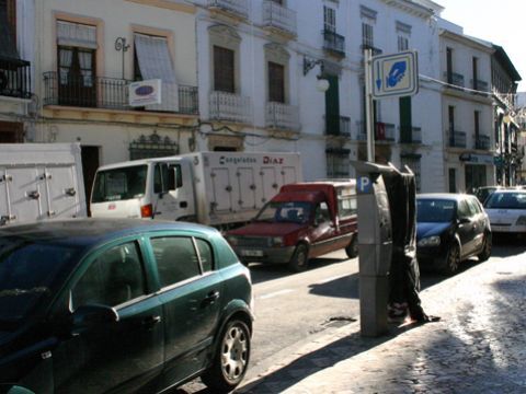 La calle Río es una de las zonas en las que se mantiene el estacionamiento controlado por este sistema. (Foto: R. Cobo)