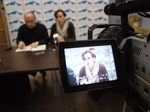 Serrano y Ceballos durante su comparecencia ante los medios. (Foto; R. Cobo)
