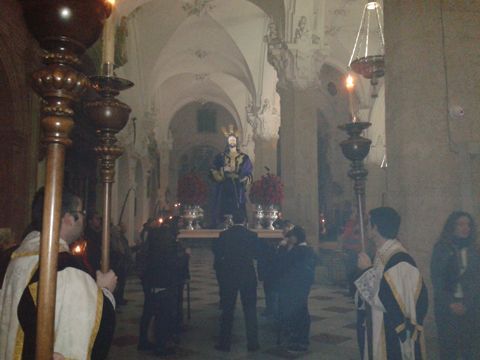 Ntro. Padre Jesús en la Oración en el Huerto, el pasado viernes en el interior de la parroquia de la Asunción. (Foto: R. Cobo)